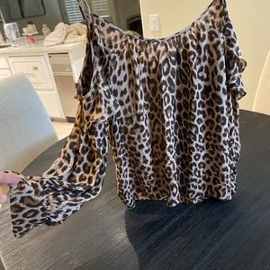 Parker leopard, print, cold, shoulder blouse